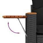 Set de 12 pièces de Canapé de Jardin avec Coussins Noir Poly Rattan Acacia