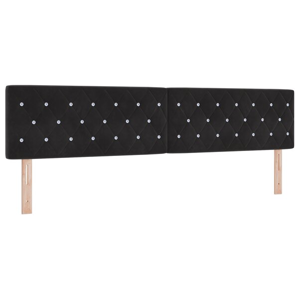 vidaXL Tête de lit en velours noir avec boutons en cristal  capitonnée  200 cm