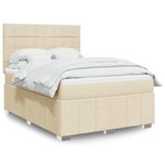 vidaXL Sommier à lattes de lit avec matelas Crème 160x200 cm Tissu