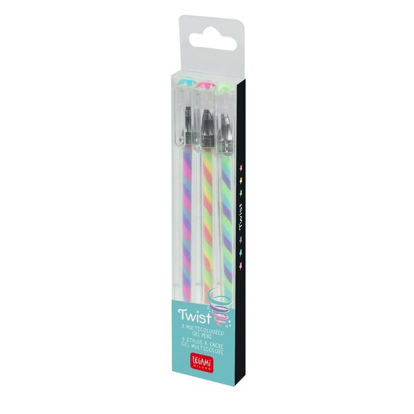 Legami TWP0001 - Set de 3 Stylos à Encre Gel Multicolore - Twist
