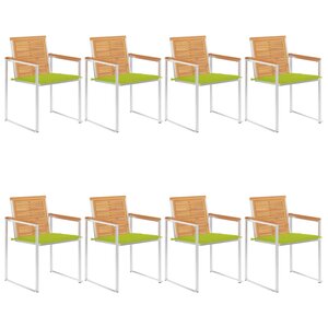 vidaXL Chaises de jardin lot de 8 avec coussins Bois de teck massif