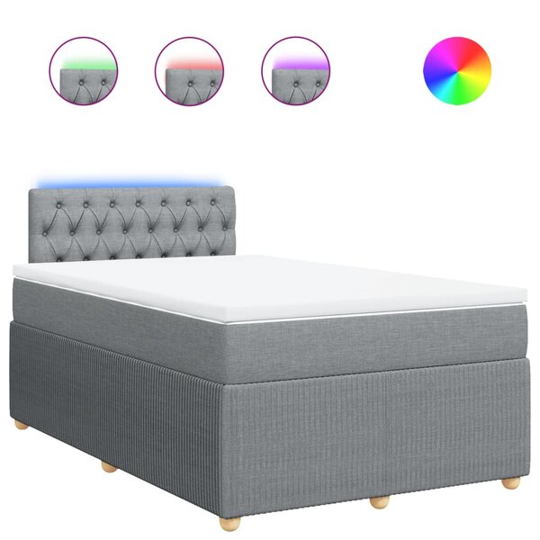 vidaXL Sommier à lattes de lit avec matelas Gris clair 120x200cm Tissu