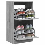 vidaXL Armoire à chaussures 2 tiroirs rabattables sonoma gris