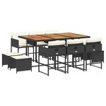 vidaXL Ensemble à manger de jardin 11 Pièces coussins noir résine tressée