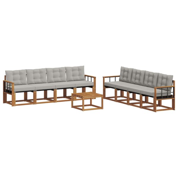 vidaXL Ensemble de canapés d'extérieur 9 Pièces Gris Naturel et Clair