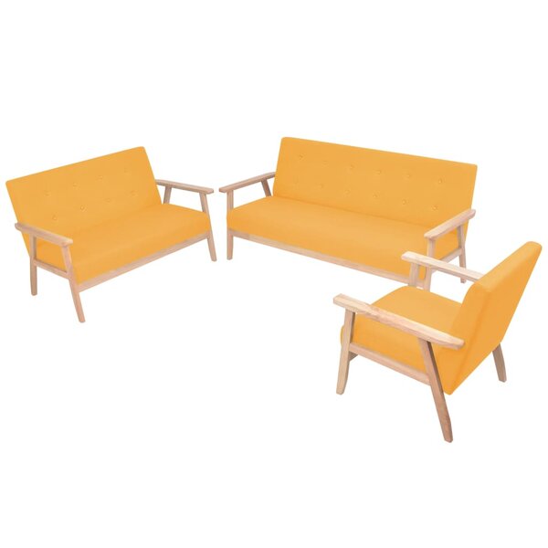 vidaXL Ensemble de canapé 3 Pièces Tissu jaune