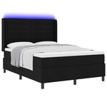 vidaXL Lit à ressort LED avec matelas Noir 140 x 200 cm tissu
