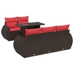 vidaXL Salon de jardin avec coussins 6Pièces marron résine tressée acacia