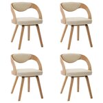 vidaXL Chaises à manger lot de 4 crème bois courbé et similicuir