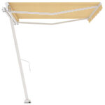 vidaXL Auvent manuel rétractable sur pied 450x350 cm Jaune/Blanc