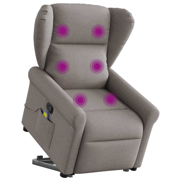 vidaXL Fauteuil inclinable de massage Taupe Tissu