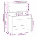 vidaXL Coiffeuse Sonoma gris 100 x 41 x 135 cm Bois d'ingénierie