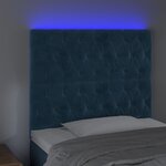 vidaXL Tête de lit à LED Bleu foncé 90x7x118/128 cm Velours
