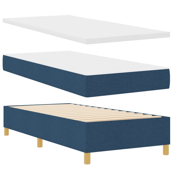 Lit Box Spring vidaXL avec Matelas et Banc Bleu 100x200 cm en Tissu