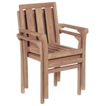 vidaXL Chaises empilables de jardin lot de 2 Bois de teck solide