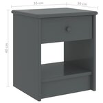 vidaXL Table de chevet Gris foncé 35x30x40 cm Bois de pin massif