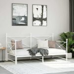 vidaXL Lit de jour avec lit gigogne sans matelas blanc 100x200cm acier