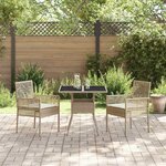 vidaXL Ensemble de salle à manger pour jardin 3 Pièces Beige Poly rotin
