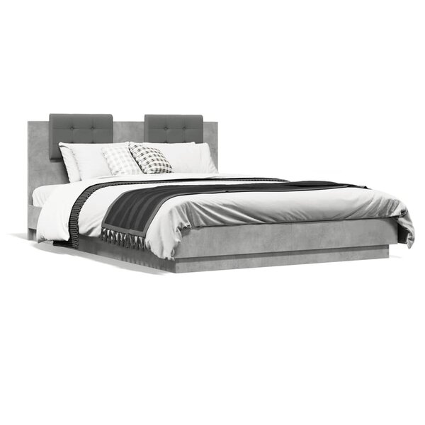 vidaXL Cadre de lit sans matelas gris béton 140x200 cm