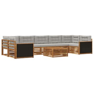 vidaXL Ensemble de canapés d'extérieur 8 Pièces Naturel et gris clair