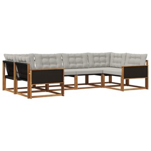 vidaXL Ensemble de canapés d'extérieur 6 Pièces Naturel et gris clair