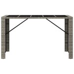 vidaXL Table de bar et dessus en verre gris 185x80x110 cm poly rotin