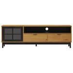 vidaXL Meuble TV avec porte vitrée FLAM 158x40x50cm bois massif de pin