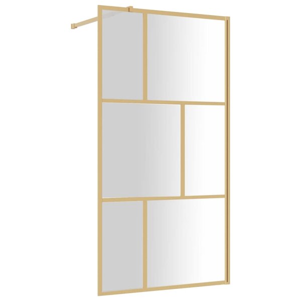 vidaXL Paroi de douche avec verre ESG transparent doré 100x195 cm