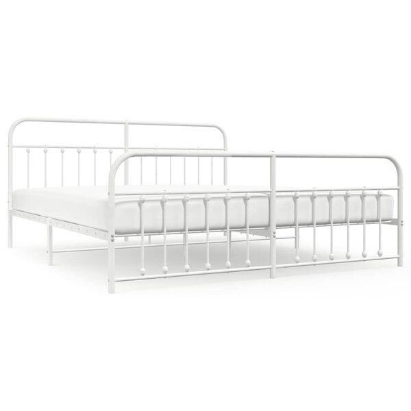 vidaXL Cadre de lit métal sans matelas et pied de lit blanc 193x203 cm