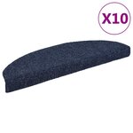 vidaXL Tapis d'escalier autocollants 10 pièces 65 x 21 x 4 cm Bleu Demi-rond Grand
