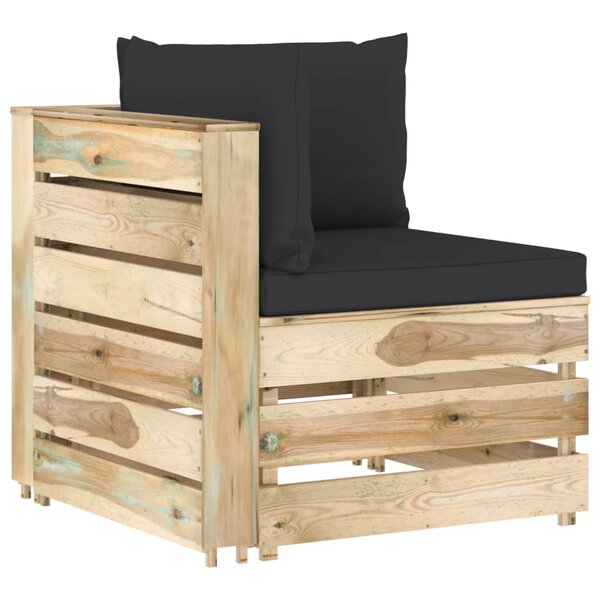 vidaXL Canapé d'angle sectionnel avec coussins Bois imprégné de vert