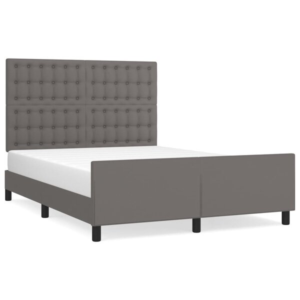 vidaXL Cadre de lit avec tête de lit Gris 140x190 cm Similicuir