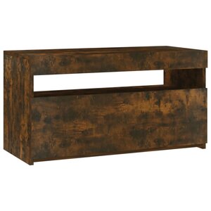 vidaXL Meuble TV avec lumières LED Chêne fumé 75x35x40 cm