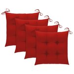 vidaXL Chaises de jardin lot de 4 et coussins rouge bois teck solide