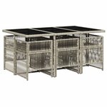 vidaXL Ensemble à manger de jardin et coussins 7 Pièces gris clair rotin