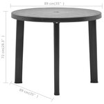 vidaXL Table de jardin Anthracite 89 cm Plastique