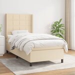 vidaXL Sommier à lattes de lit et matelas Crème 90x190 cm Tissu