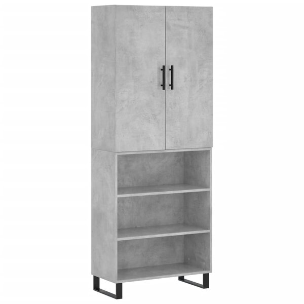 vidaXL Buffet haut Gris béton 69 5x34x180 cm Bois d'ingénierie