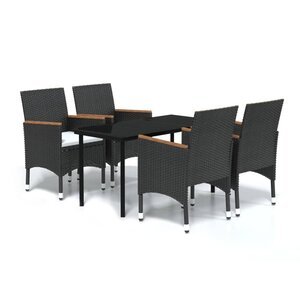 vidaXL Ensemble à manger de jardin avec coussins 5 Pièces Noir