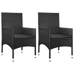 vidaXL Salon de jardin 4 Pièces avec coussins Noir Résine tressée