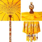 vidaXL Parasol Jaune (210-220) x 260 cm Coton et bois massif