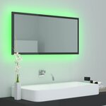 vidaXL Miroir LED de salle de bain Gris brillant 90x8 5x37cm Acrylique