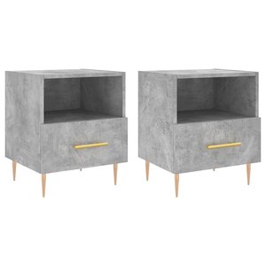 vidaXL Tables de chevet 2Pièces gris béton 40x35x47 5cm bois d’ingénierie