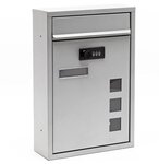 Boîte lettres murale gris argent sans clé – Serrure 3 chiffres  21 5x9x32 cm acier poudré sécurisée