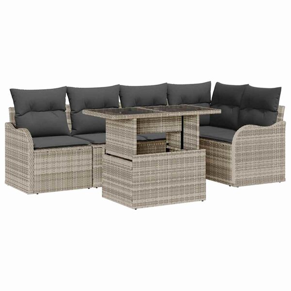 vidaXL Ensemble de canapé de jardin 6 Pièces Gris clair Poly rotin