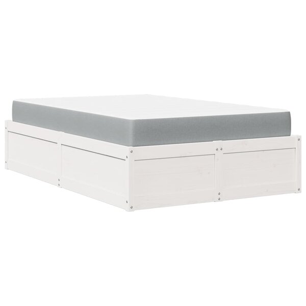 vidaXL Lit avec matelas blanc 120x190 cm bois massif de pin