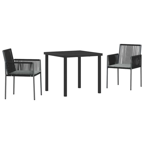 vidaXL Ensemble de salle à manger pour jardin 3 Pièces Noir Poly rotin
