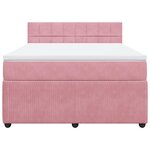 vidaXL Sommier à lattes de lit avec matelas Rose 140x200 cm Velours
