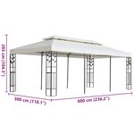 vidaXL Belvédère à double toit blanc 6x3 m acier