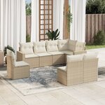 vidaXL Salon de jardin avec coussins 8 Pièces beige résine tressée